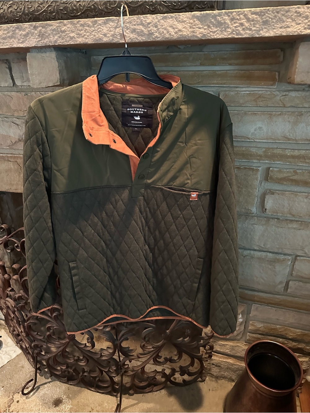 Southern Marsh hunters green and orange quarter zip pullover men’s size XL